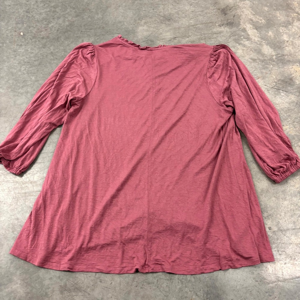 Lane Bryant Swing Tee Mauve Rose Smocked Henley Long Sleeve Top Plus Size 14/16